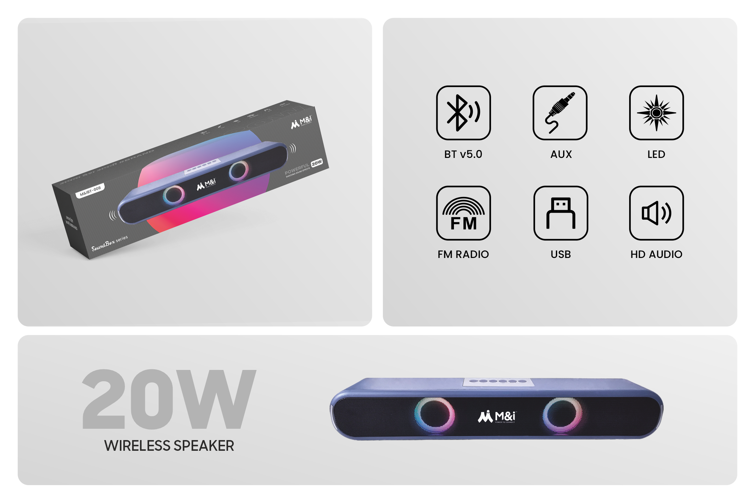 M&I 008 (Sound Box) Wireless  Bluetooth Speaker