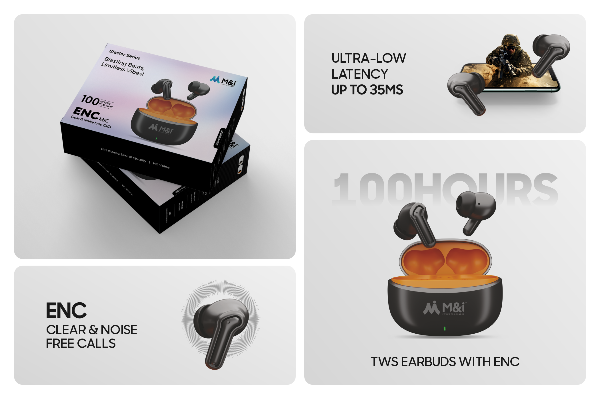 M&I 926 ( Blaster Series) TWS Earbuds With ENC