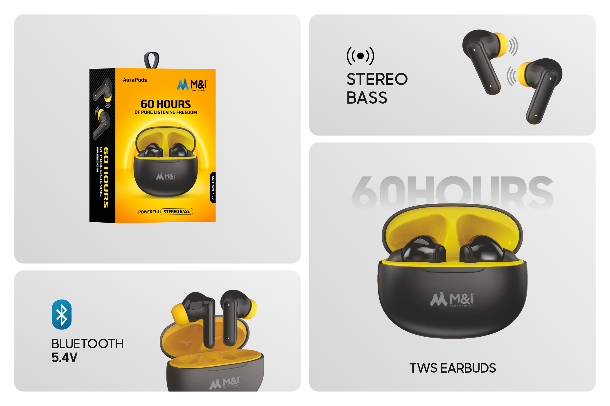 M&I 922 (AURA PODS) Bluetooth 5.4 Earbuds