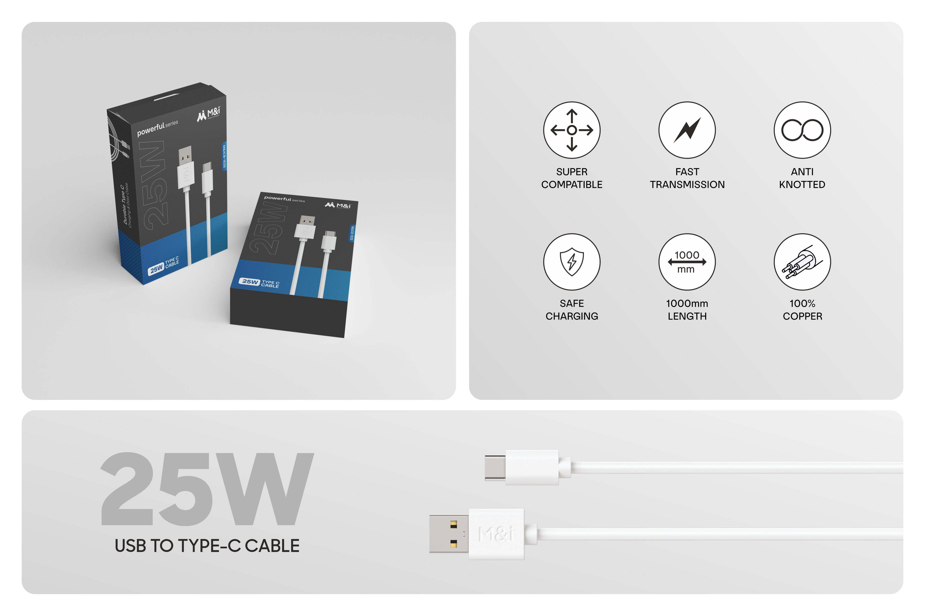 M&I 1025 (Powerfull Series) USB To Type-C Cable