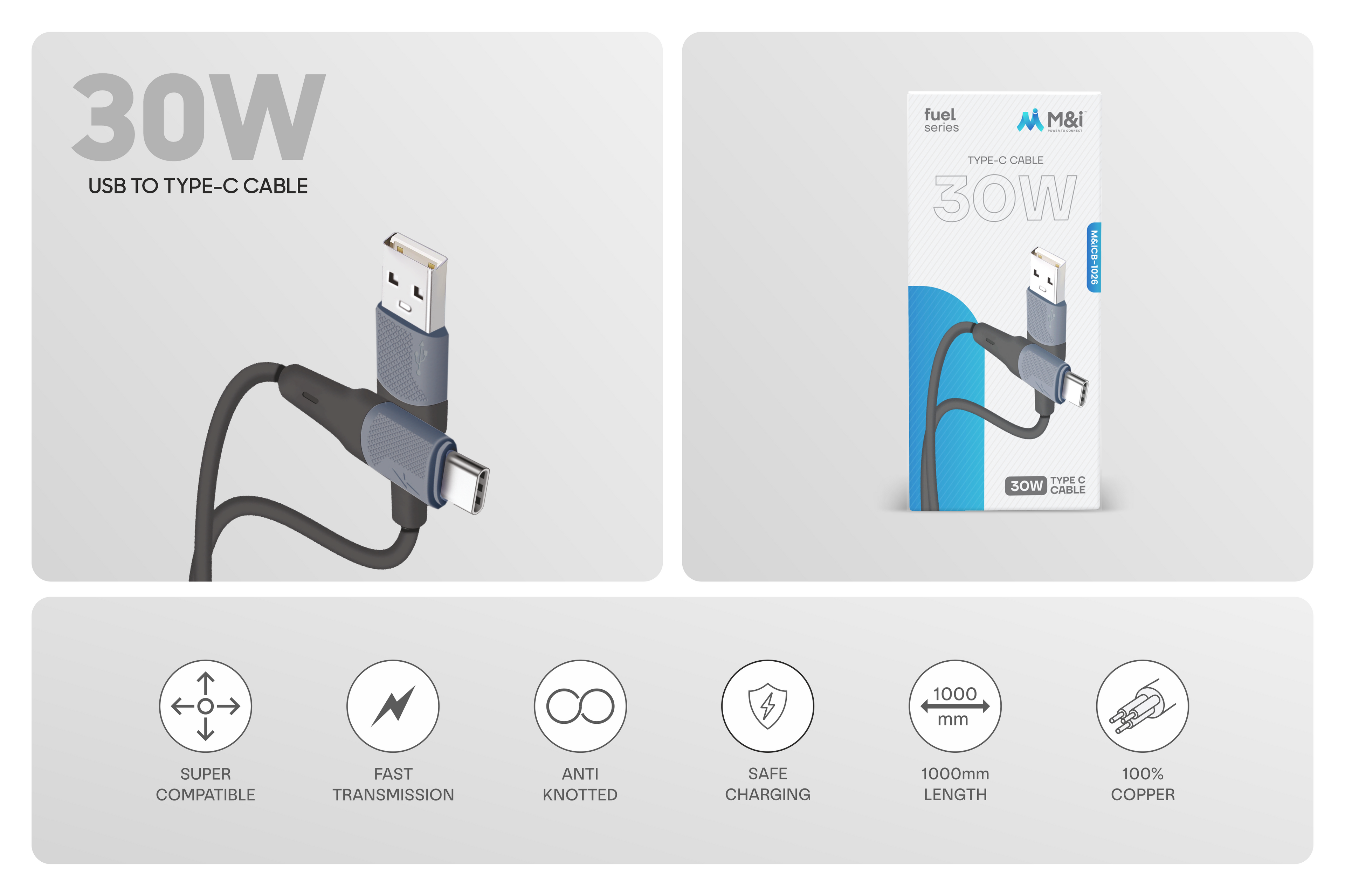 M&I 1026 TC (Fuel Series) USB To Type-C Cable
