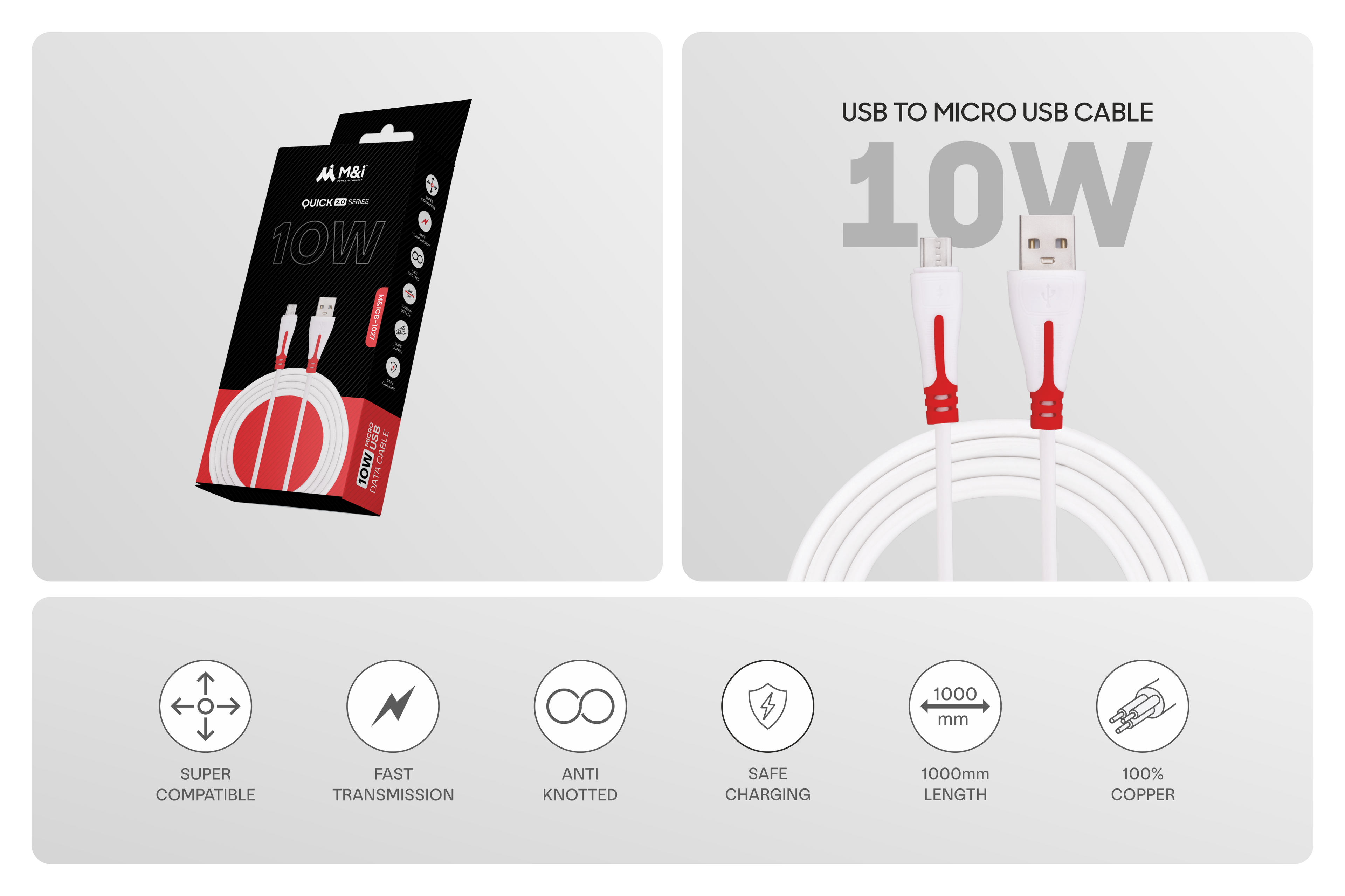 M&I 1027 V8(Quick Series) USB To Micro USB Cable