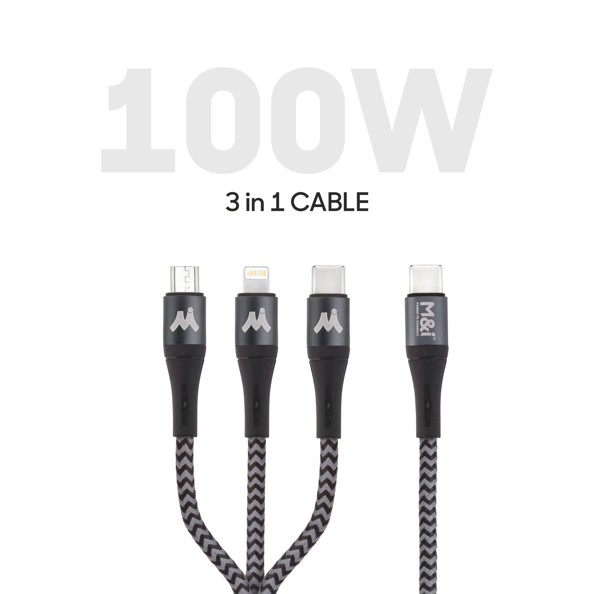 M&I 1030 3 IN 1 (Multicharge Series) 100W 3-in-1 Cable