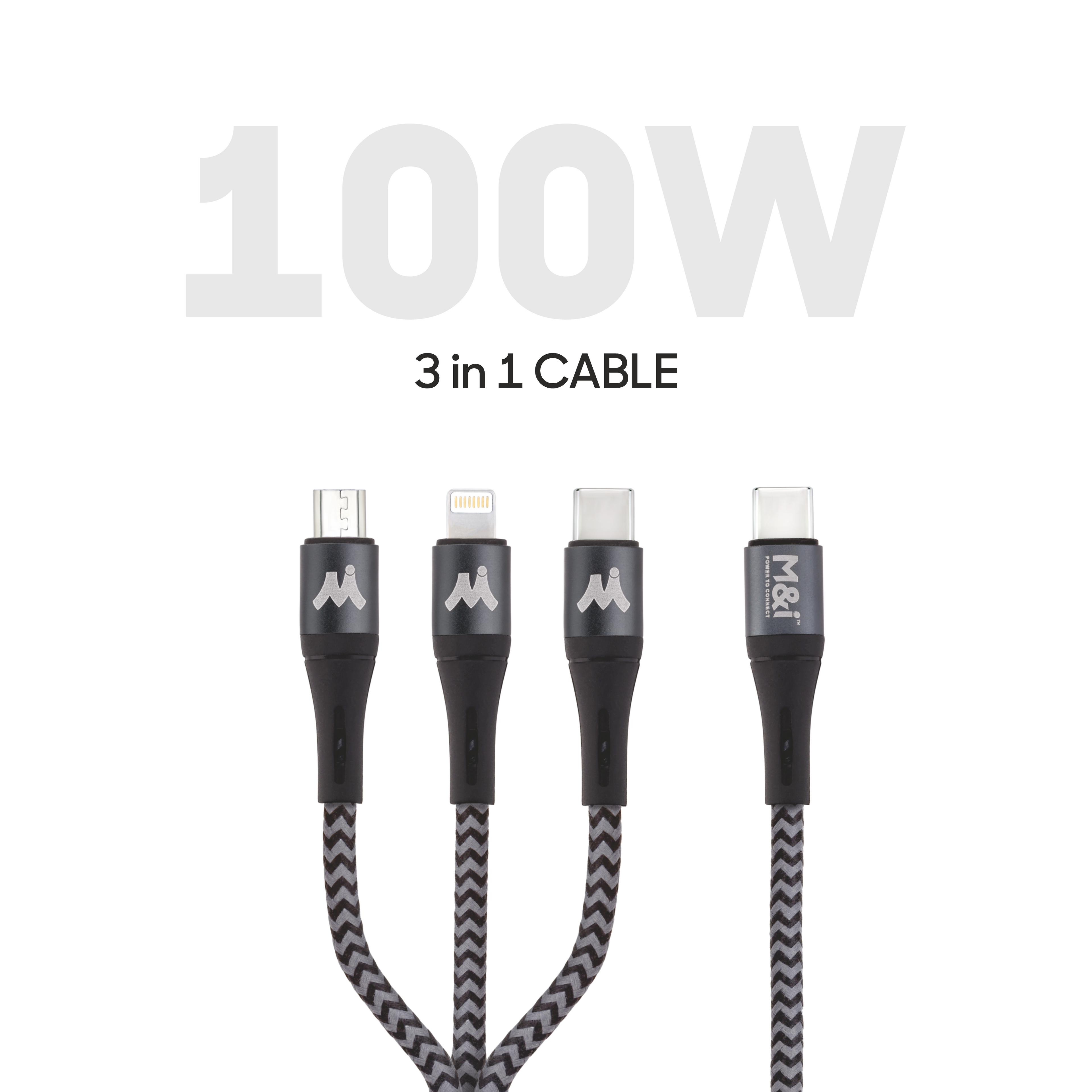 M&I 1030 3 IN 1 (Multicharge Series) 100W 3-in-1 Cable