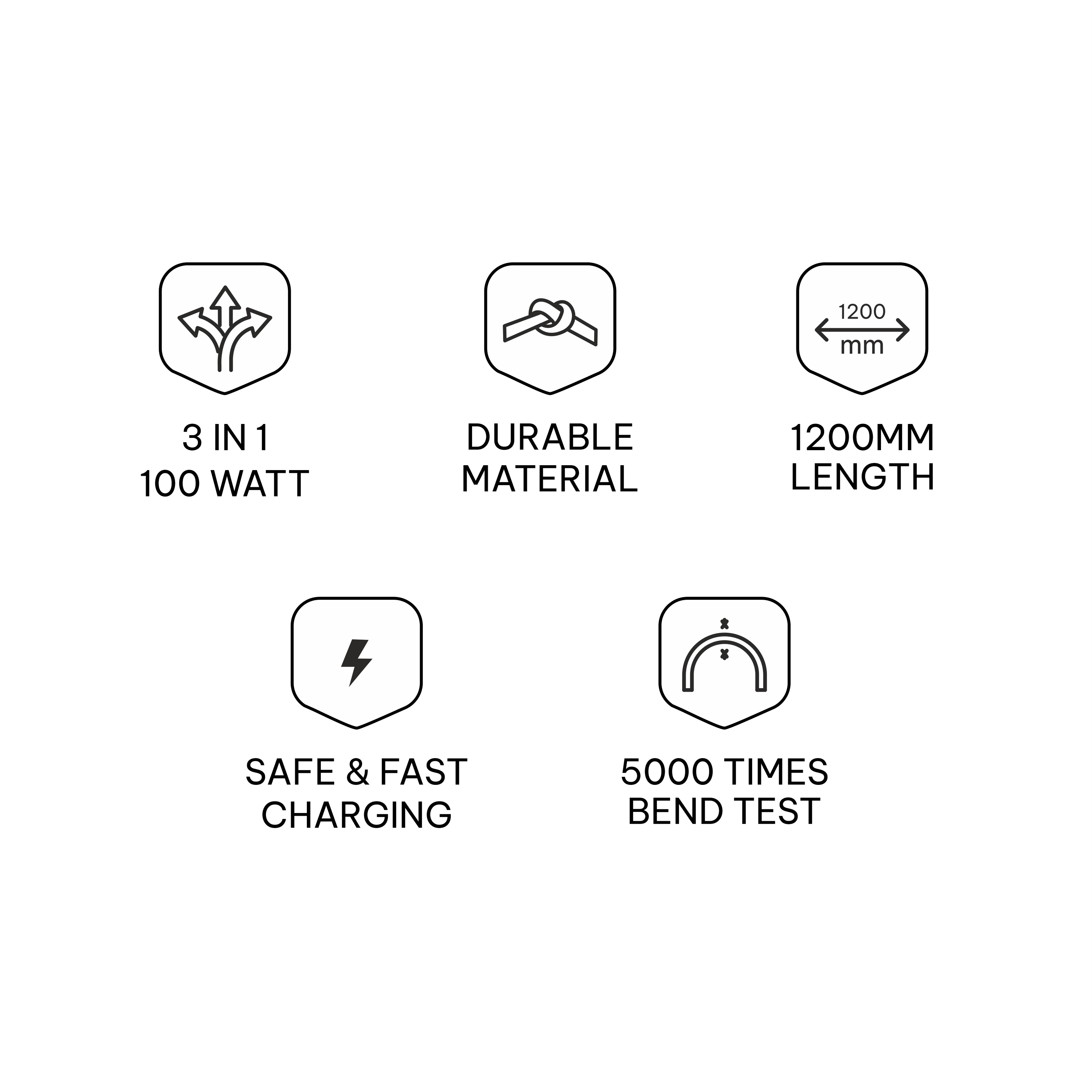 M&I 1030 3 IN 1 (Multicharge Series) 100W 3-in-1 Cable