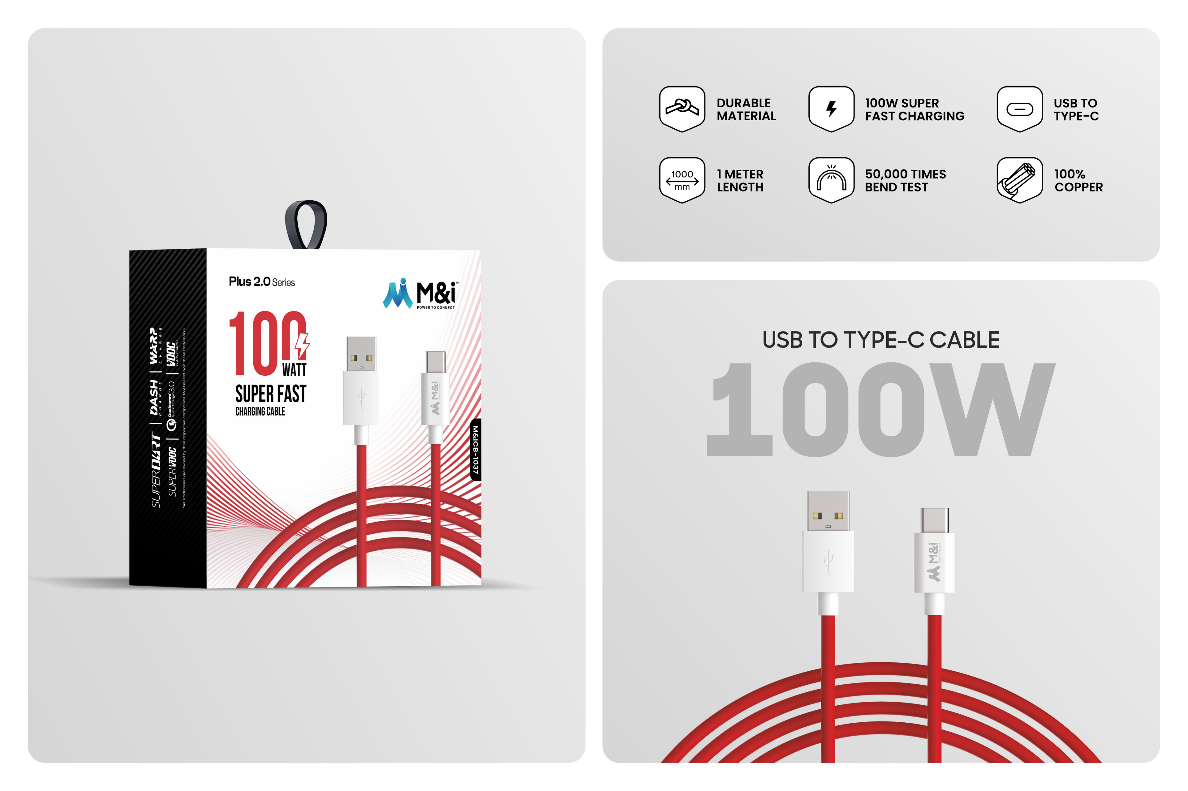 M&I 1037 TC (Plus 2.0 Series)USB To Type C Cable