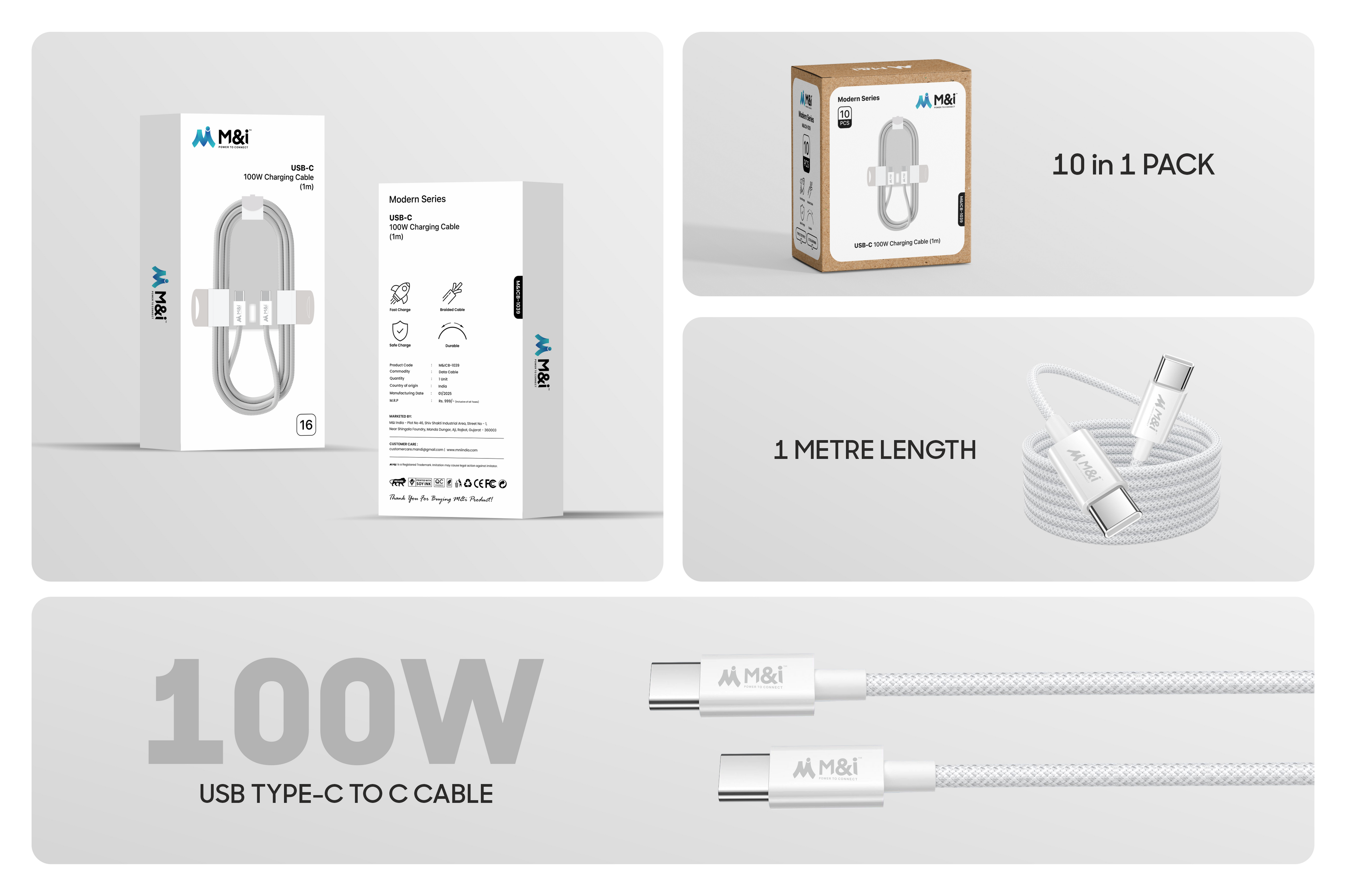 M&I 1039 CTC ( Modern Series) USB Type C To C Cable