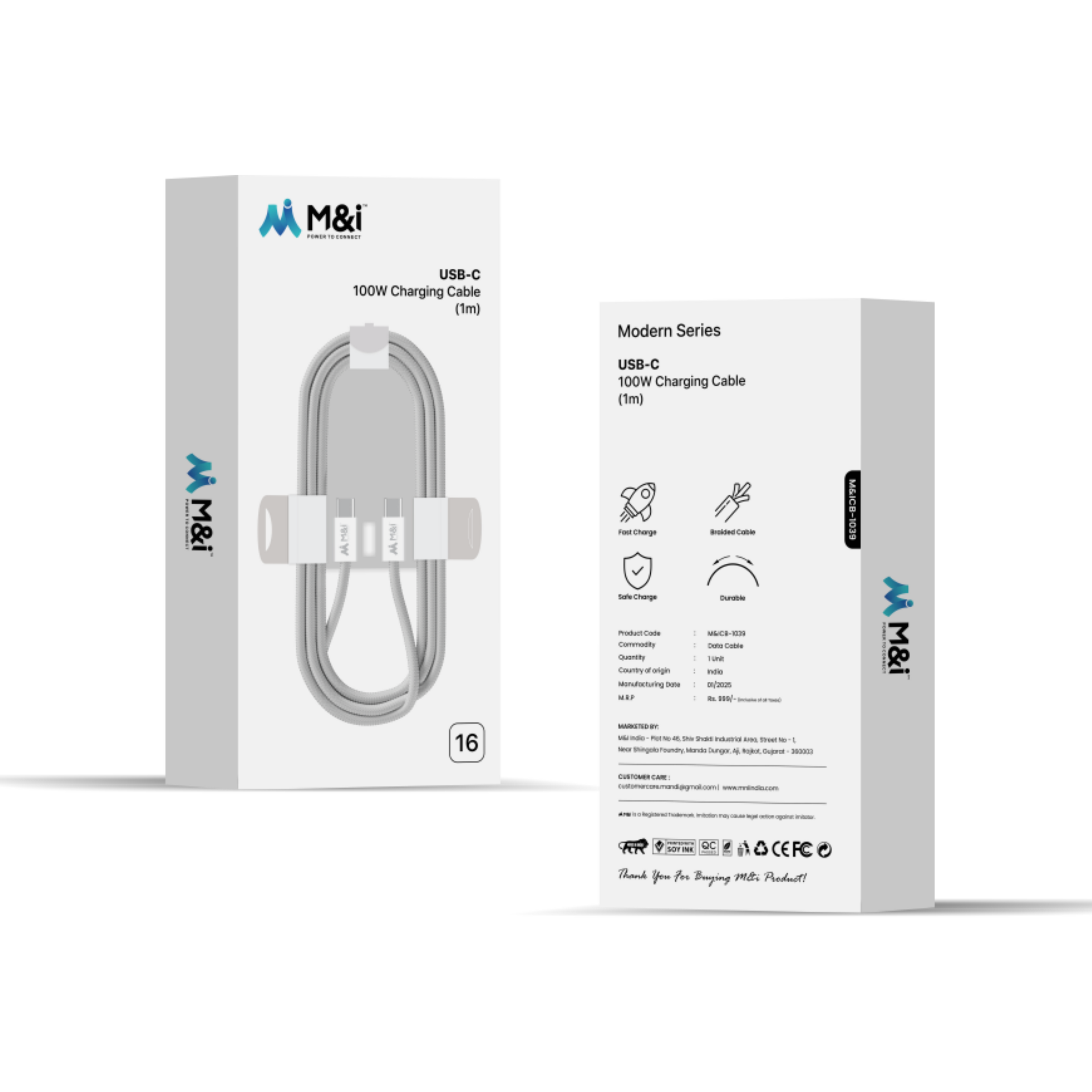 M&I 1039 CTC ( Modern Series) USB Type C To C Cable