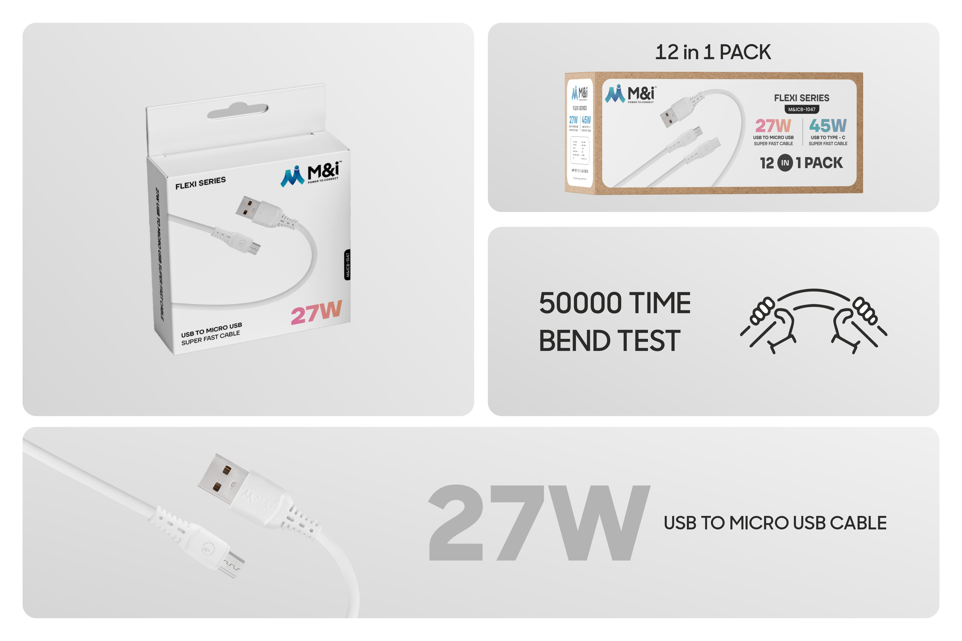 M&I 1047 V8 (Flexi Series) USB To Micro USB Cable